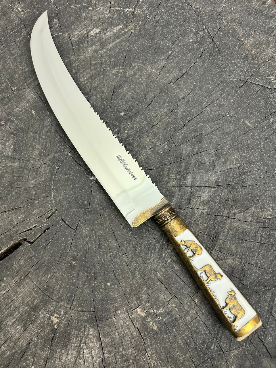 10&quot; Butchers Knife, Brass Handle, SS440 - 250mm