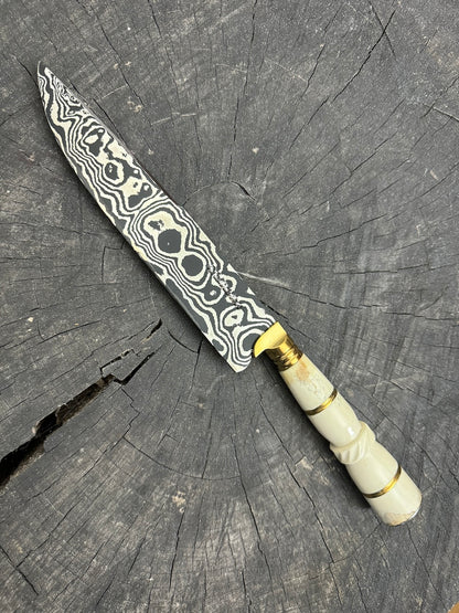 8&quot; Damascus Knife, Ostrich Bone, CS1095 15n20