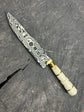 8" Damascus Knife, Ostrich Bone, CS1095 15n20