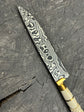 8" Damascus Knife, Ostrich Bone, CS1095 15n20