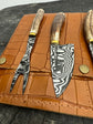 Damascus Cheese Charcuterie Knife Set, Deer Antler, CS1095 15n20