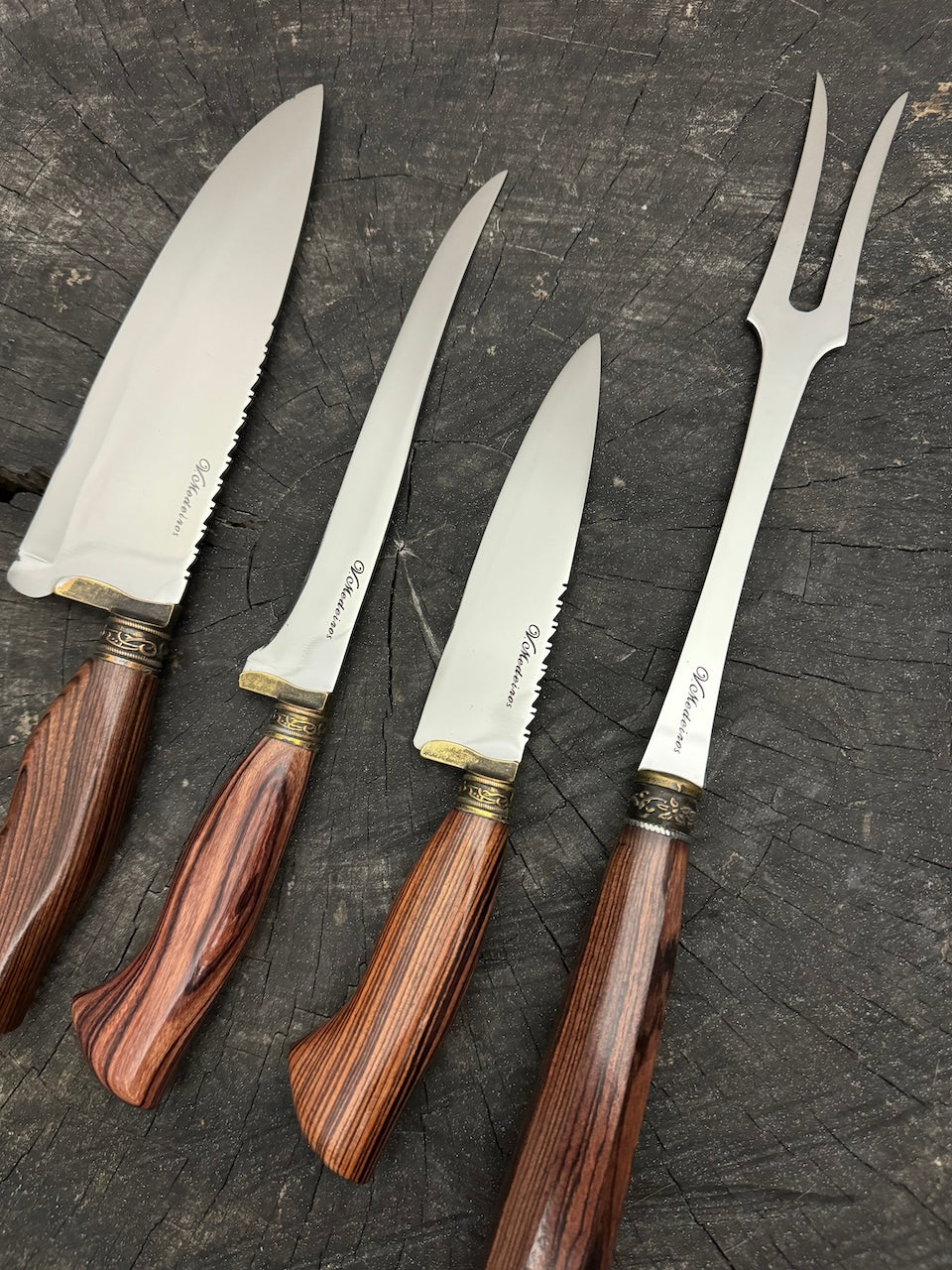 BBQ Knife Set of Jacaranda Hardwood Handles SS440