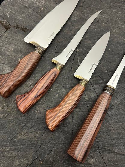 BBQ Knife Set of Jacaranda Hardwood Handles SS440