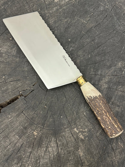 8&quot; Chefs Cleaver, Deer Antler, SS440 - 200mm