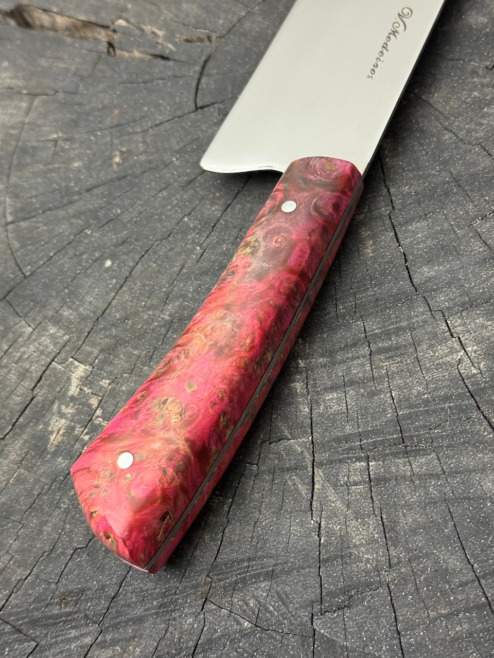 9&quot; Bunka Pro, Full Tang Knife, Maple Burl, SS440 - 220mm