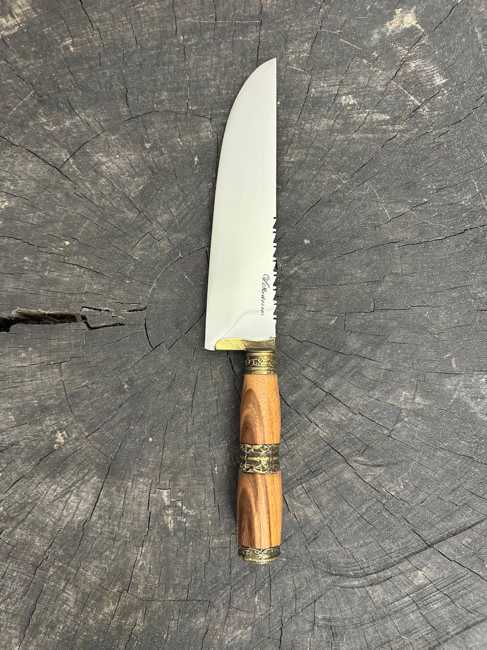 8&quot; Artisan Knife, Native Hardwood &amp; Nickel Rings, SS440 - 190mm