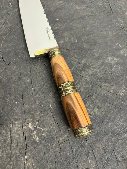 8&quot; Artisan Knife, Native Hardwood &amp; Nickel Rings, SS440 - 190mm