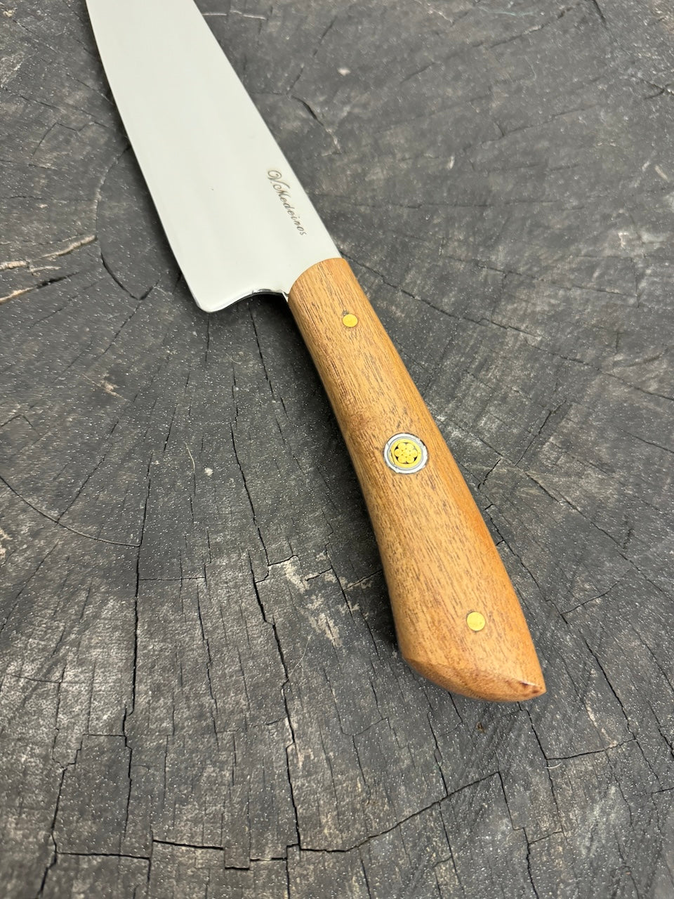 8&quot; Artisan Full Tang Knife, Native Hardwood &amp; Nickel Rings, SS440 - 190mm