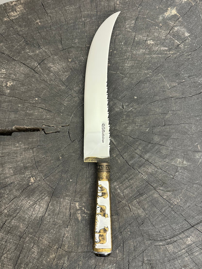 10&quot; Butchers Knife, Brass Handle, SS440 - 250mm