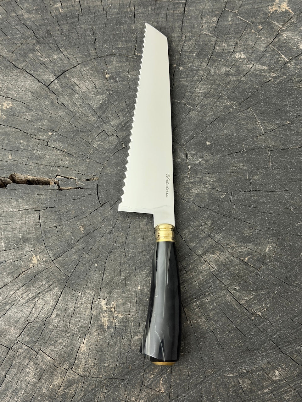 8" Bread &amp; Roast Knife, Glowing Hybrid Block, SS420c - 200mm