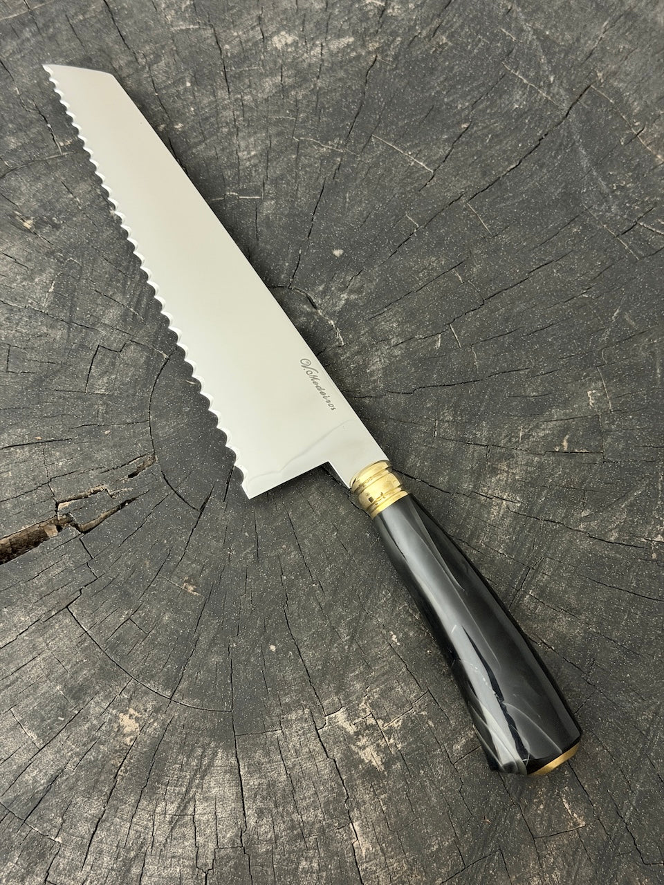 8" Bread &amp; Roast Knife, Glowing Hybrid Block, SS420c - 200mm