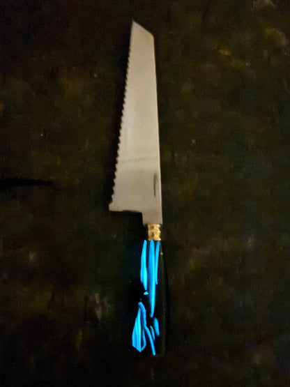 8" Bread &amp; Roast Knife, Glowing Hybrid Block, SS420c - 200mm