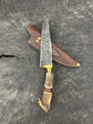 6" Damascus Knife, Deer Antler, CS1095 15n20