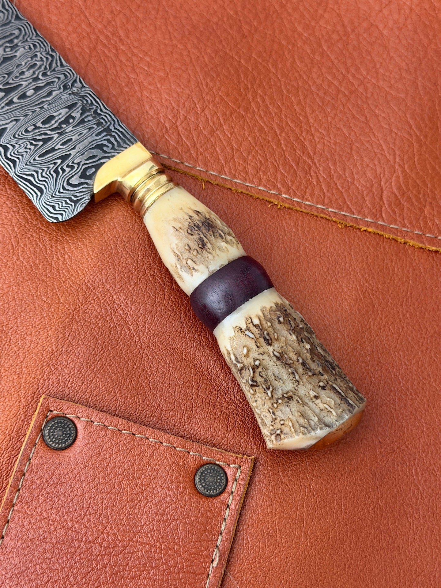4.3" Damascus Bunka Knife 120 Layers, Deer Antler, HCS1095 15n20