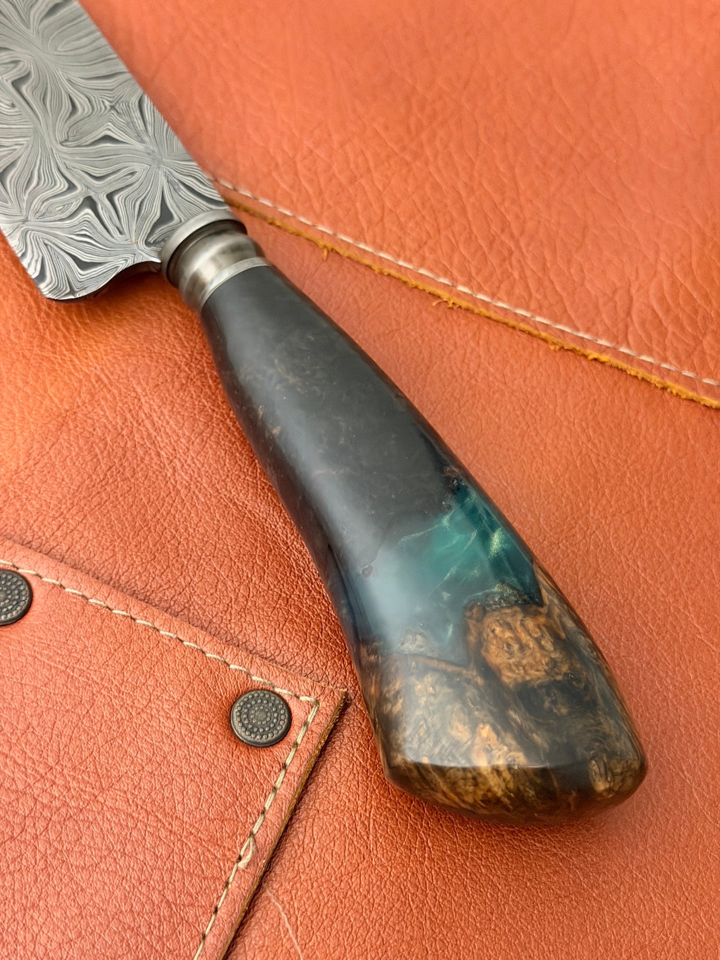 7.3" Picanha Mosaic Explosion Damascus Knife 240 Layers, Amboyna Burl, CS1095 15n20 - 187mm