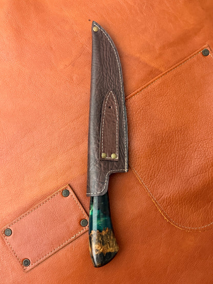 7.3" Picanha Mosaic Explosion Damascus Knife 240 Layers, Amboyna Burl, CS1095 15n20 - 187mm