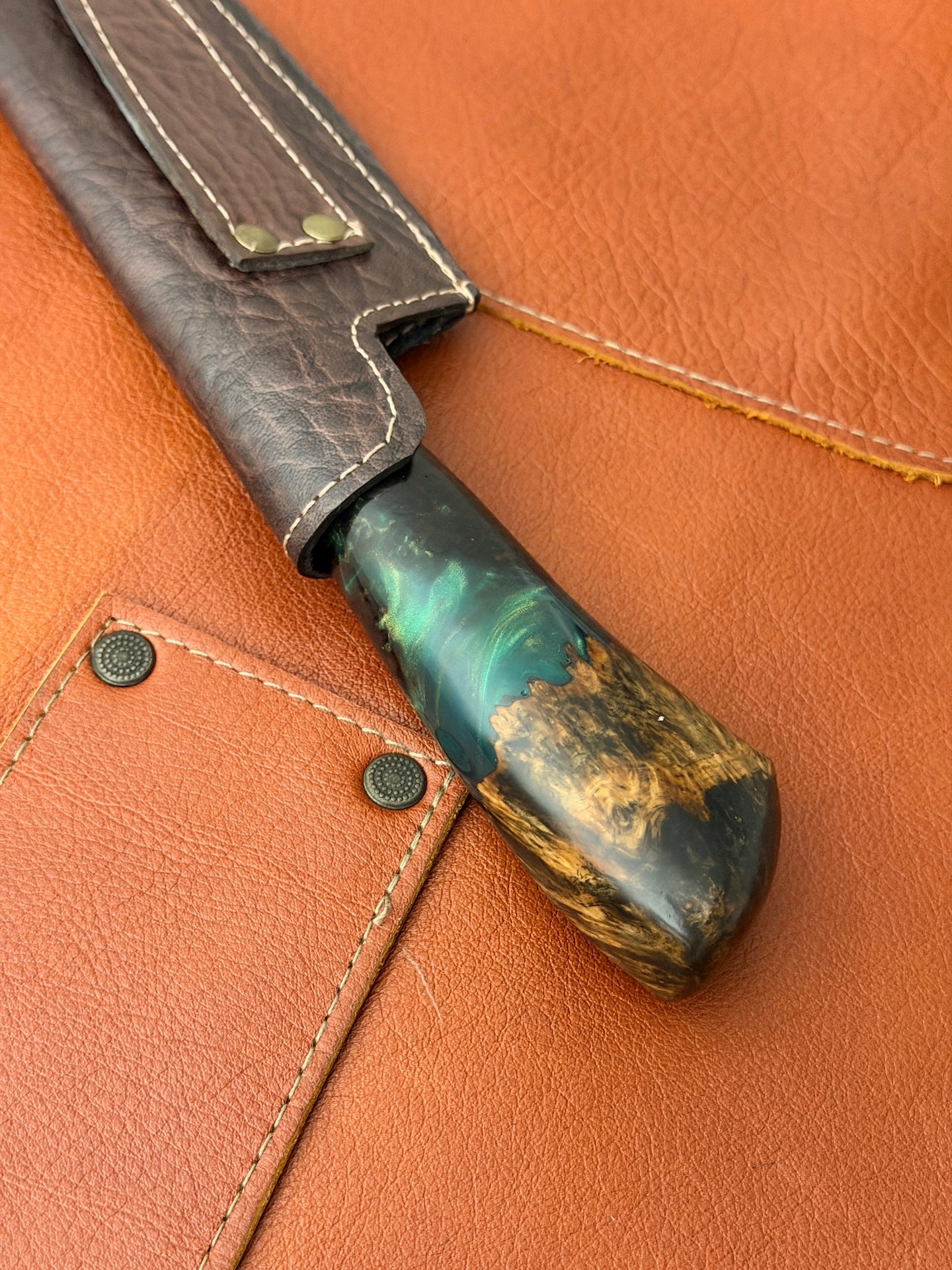 7.3" Picanha Mosaic Explosion Damascus Knife 240 Layers, Amboyna Burl, CS1095 15n20 - 187mm