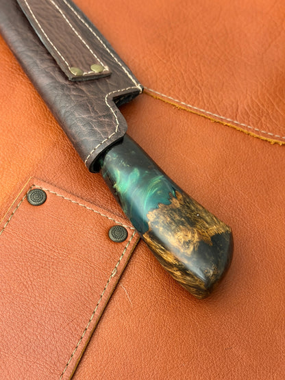 7.3" Picanha Mosaic Explosion Damascus Knife 240 Layers, Amboyna Burl, CS1095 15n20 - 187mm
