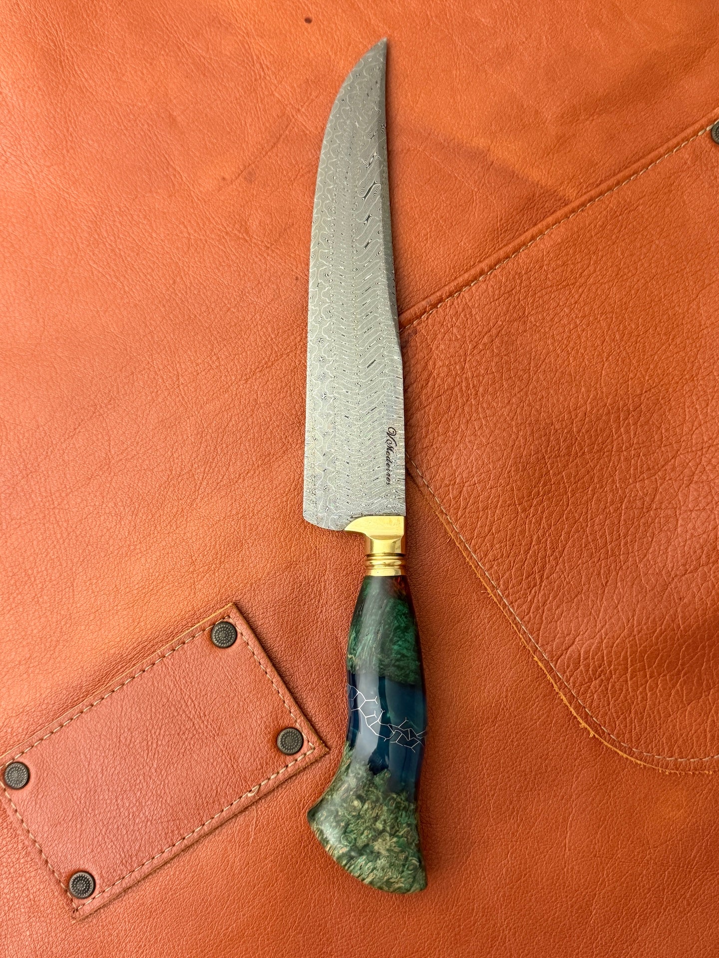 8" Turkish Pattern Damascus Knife 340 Layers, Amboyna Premium, CS1095 15n20 - 205mm