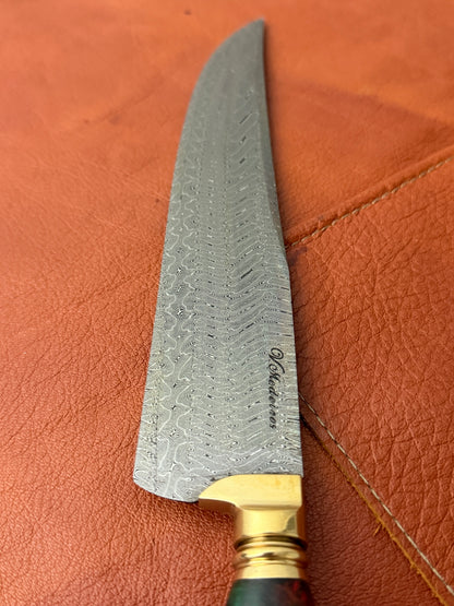 8" Turkish Pattern Damascus Knife 340 Layers, Amboyna Premium, CS1095 15n20 - 205mm