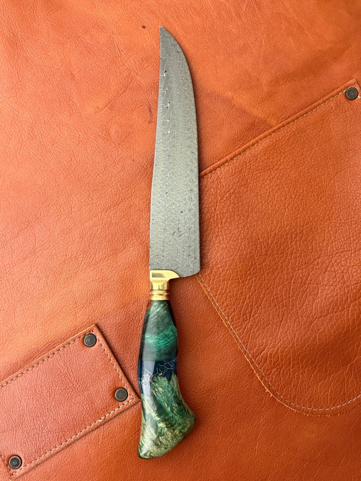 8" Turkish Pattern Damascus Knife 340 Layers, Amboyna Premium, CS1095 15n20 - 205mm