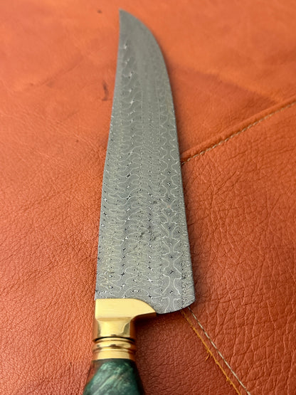 8" Turkish Pattern Damascus Knife 340 Layers, Amboyna Premium, CS1095 15n20 - 205mm