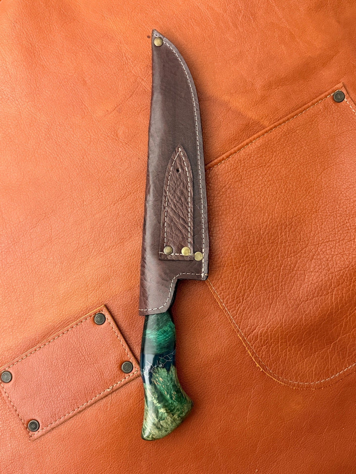 8" Turkish Pattern Damascus Knife 340 Layers, Amboyna Premium, CS1095 15n20 - 205mm
