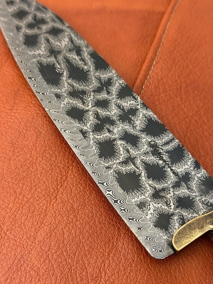 8" Santoku Mosaic Damascus Knife 280 Layers, Whale Rib Bone, CS1095 15n20 - 200mm