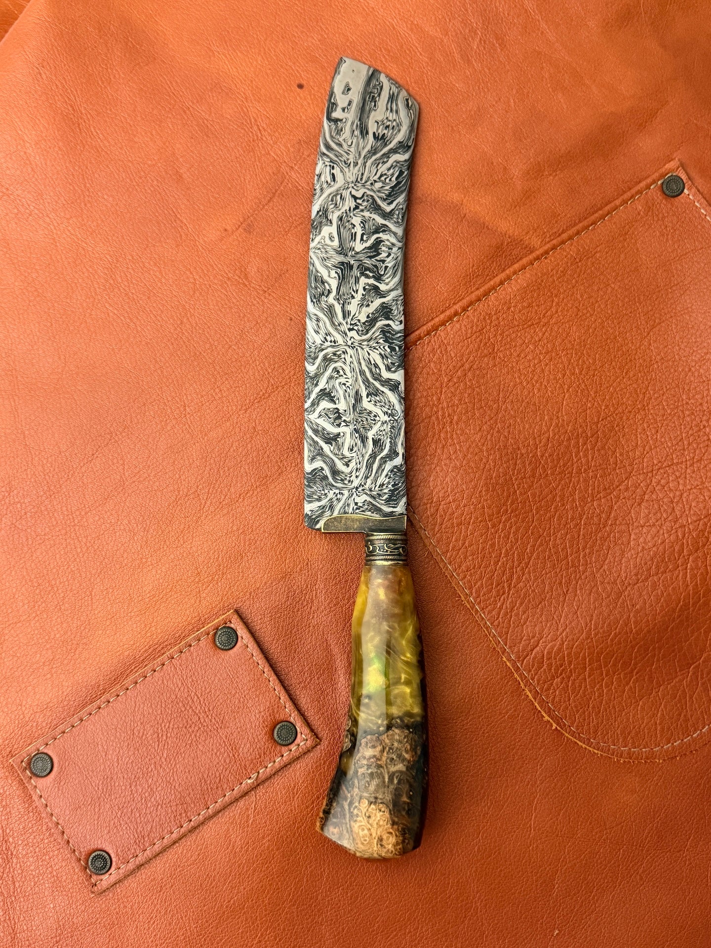 9" Super Slicer Mosaic Damascus Knife 340 Layers, Amboyna Premium, CS1095 15n20 - 230mm