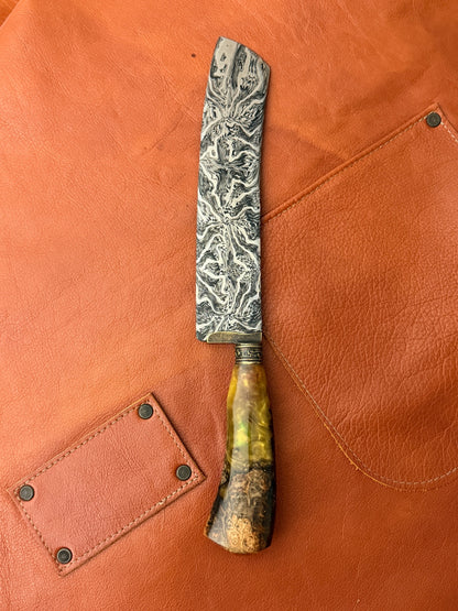9" Super Slicer Mosaic Damascus Knife 340 Layers, Amboyna Premium, CS1095 15n20 - 230mm