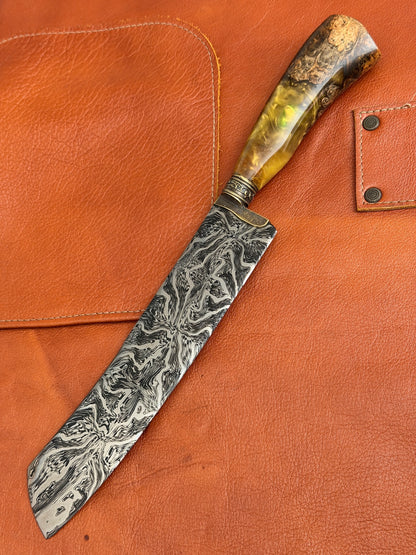 9" Super Slicer Mosaic Damascus Knife 340 Layers, Amboyna Premium, CS1095 15n20 - 230mm