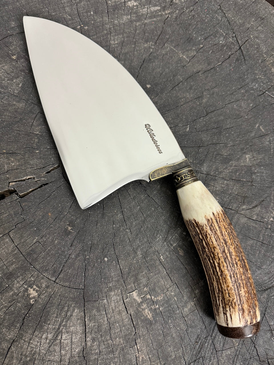 8&quot; Cutelo / Serbian Knife / Cleaver, Deer Antler, SS440