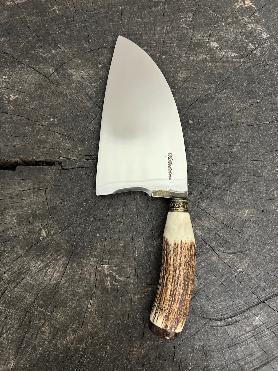 8&quot; Cutelo / Serbian Knife / Cleaver, Deer Antler, SS440