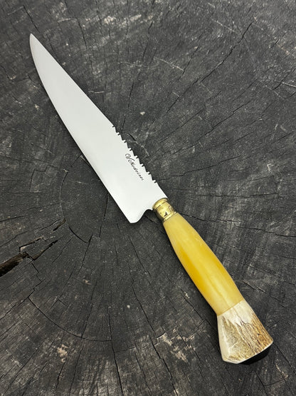 8&quot; Chef Knife, Ostrich Bone &amp; Deer Antler, SS440 - 200mm