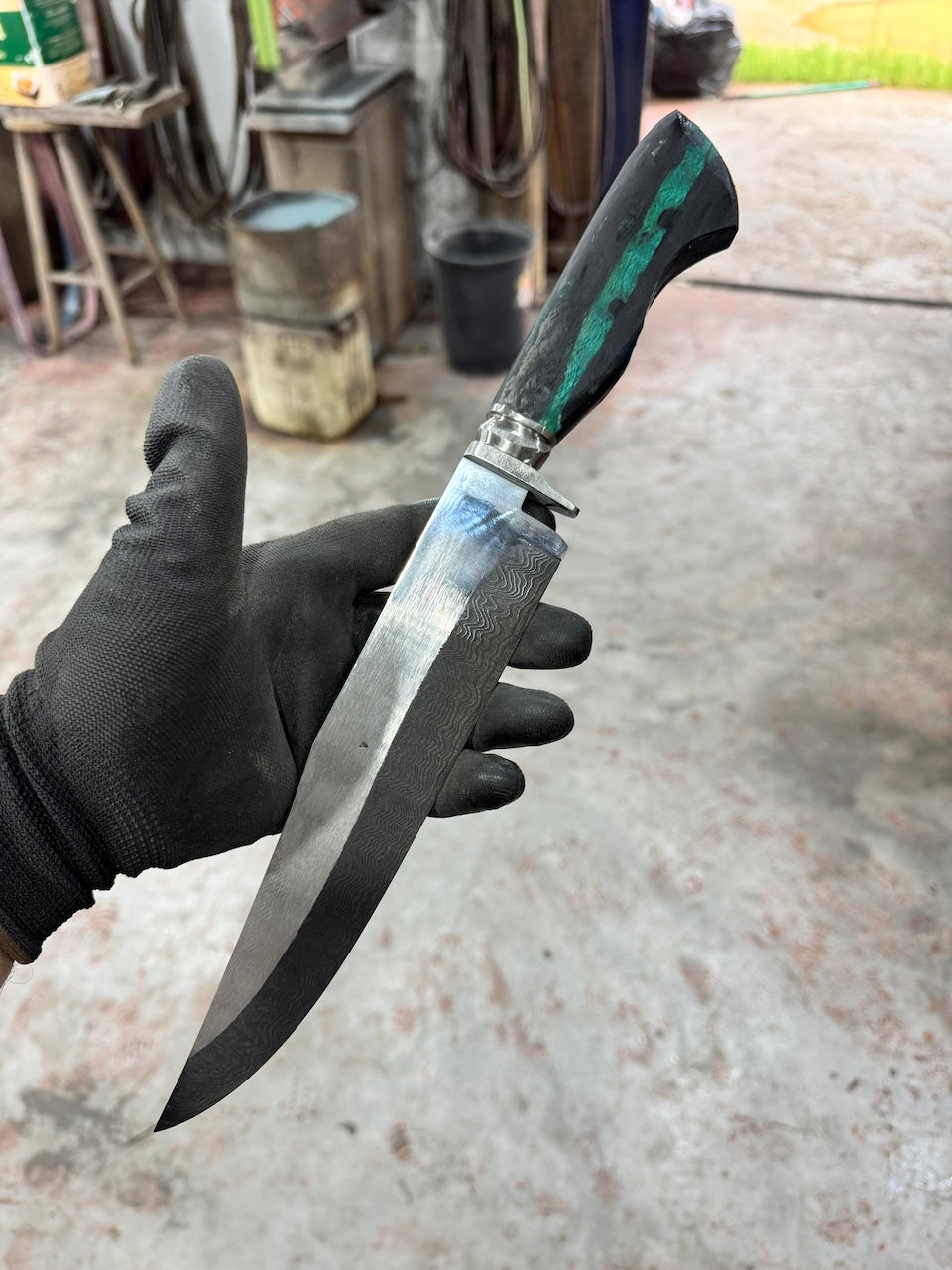 8" Damascus Bowie Knife, Cactus Cholla handle, 220 Layers CS1095 15n20