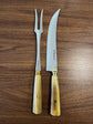 BBQ Knife & Fork Duo of Ostrich Bone Handles SS440