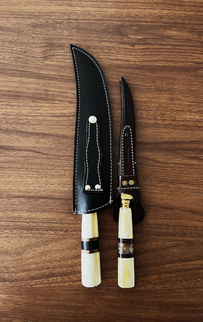 BBQ Knife Duo Set of Ostrich Bone Handle SS420