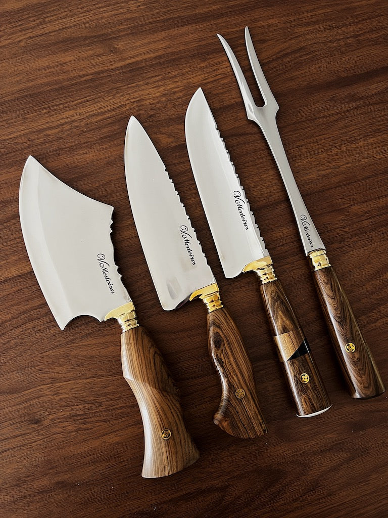 BBQ Knife Set of Jacaranda Hardwood Handles SS440