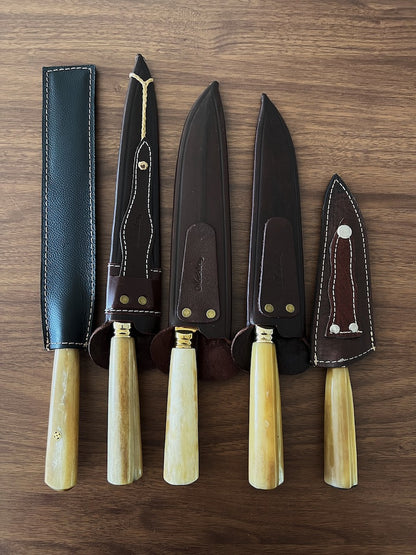 BBQ Knife Set of Ostrich Bone Handles SS440