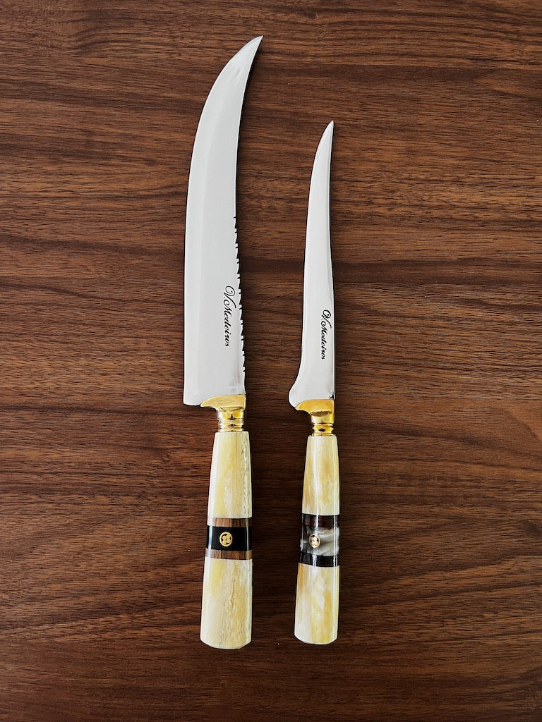 BBQ Knife Duo Set of Ostrich Bone Handle SS420