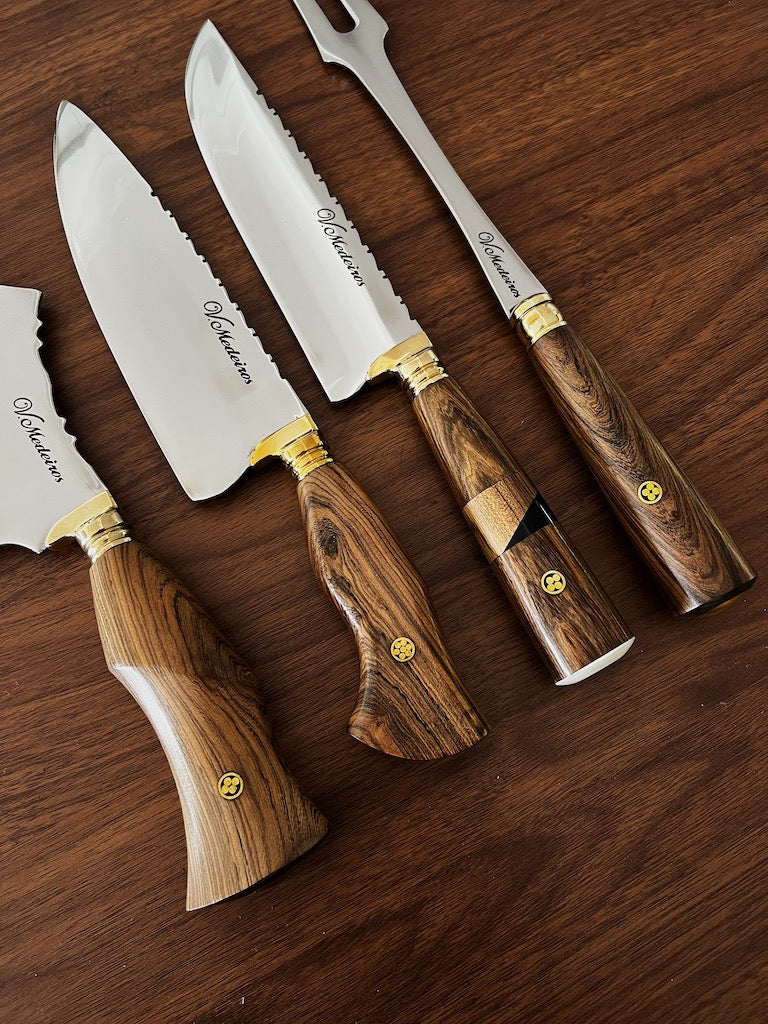 BBQ Knife Set of Jacaranda Hardwood Handles SS440