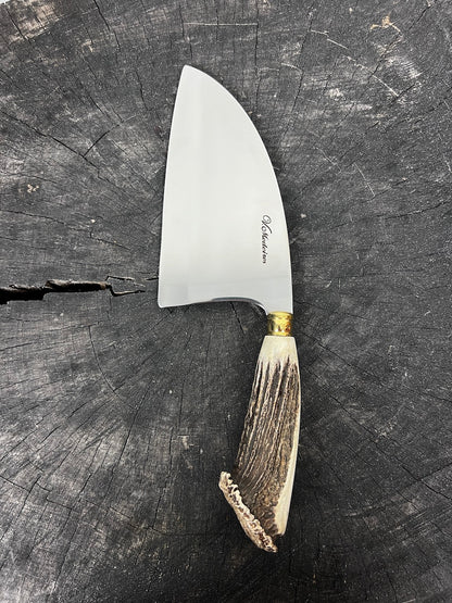 8&quot; Cutelo / Serbian Knife / Cleaver, Deer Antler, SS440