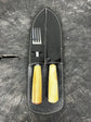 Steak Knife & Fork Duo Set of Ostrich Bone Handle SS440