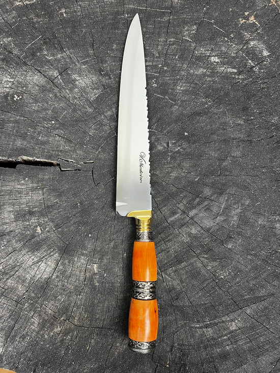 10" Chef Knife, Cherry Hardwood & Nickel Ring SS420 - 250mm
