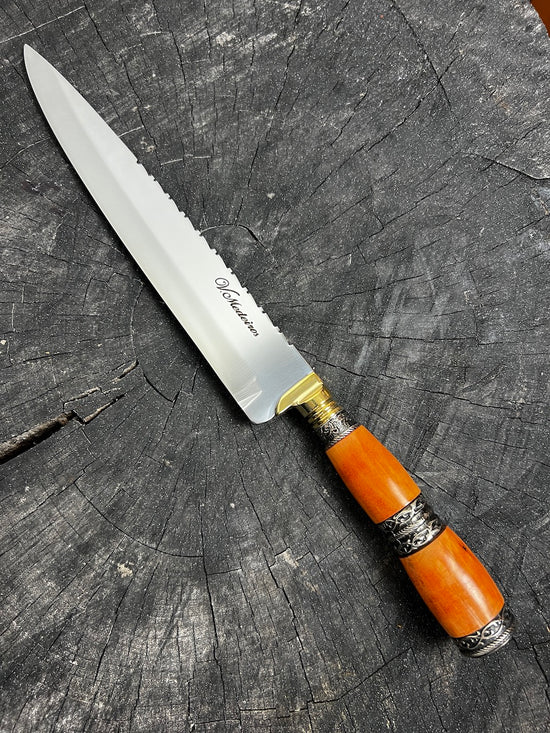 10" Chef Knife, Cherry Hardwood & Nickel Ring SS420 - 250mm