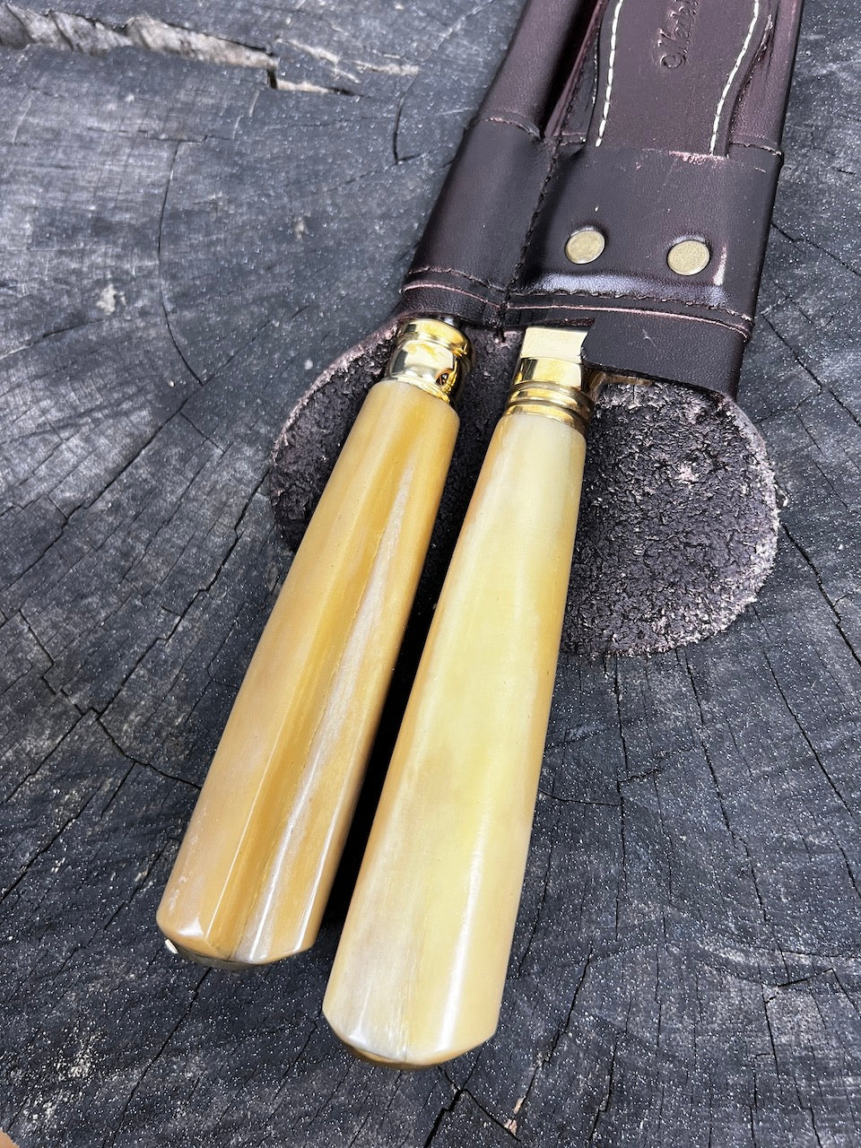 BBQ Knife &amp; Sharpening Duo Set, Ostrich Bone, SS420 - 250mm