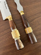 BBQ Knife & Fork Duo Set of Hardwood, Ostrich Bone Handle SS440