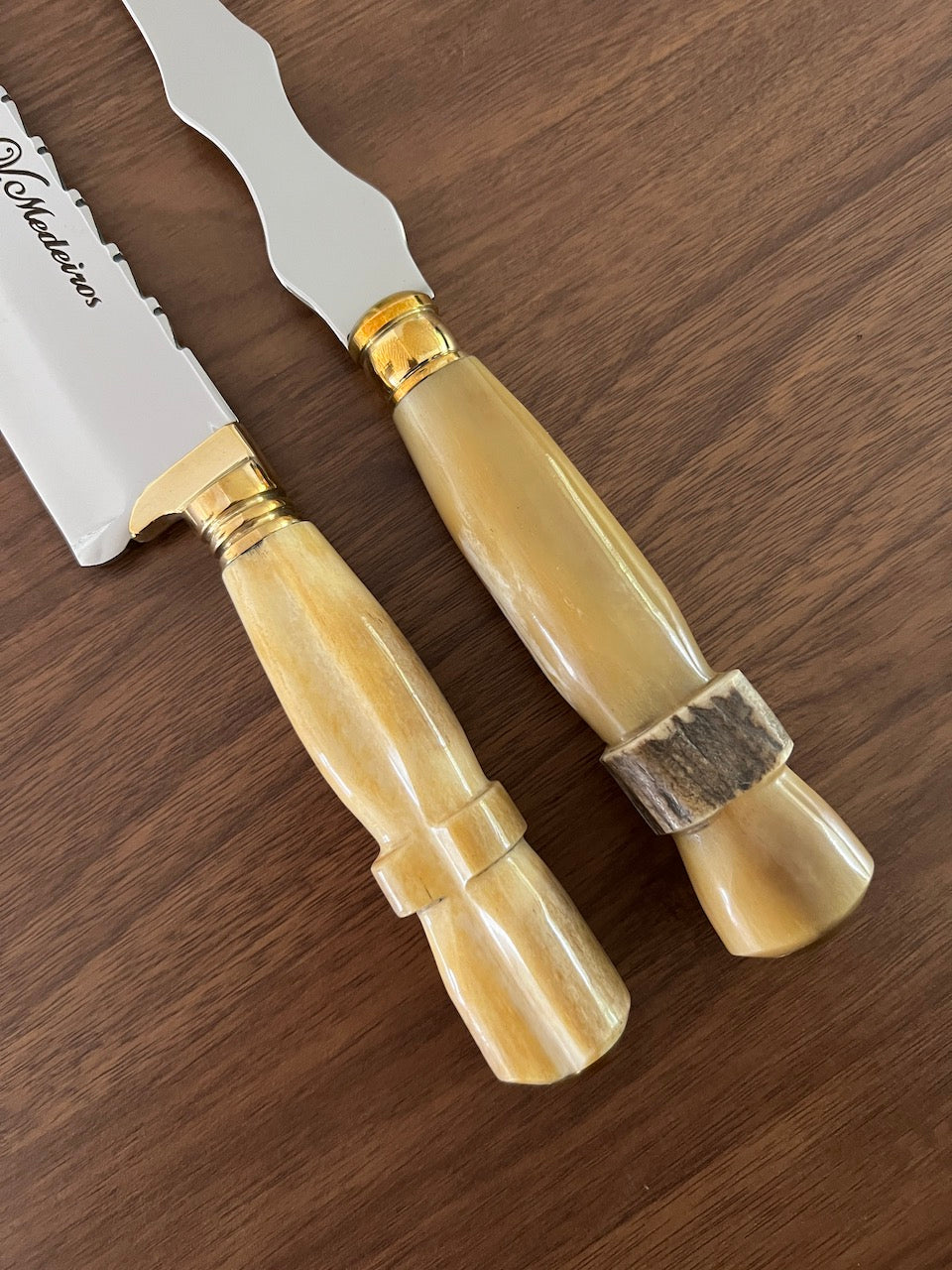 BBQ Knife &amp; Fork Duo Set of Ostrich Bone Handle SS440