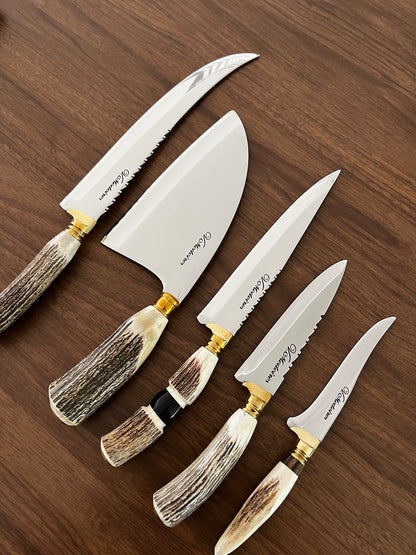 BBQ Knife Set of Deer Antler Handles SS440