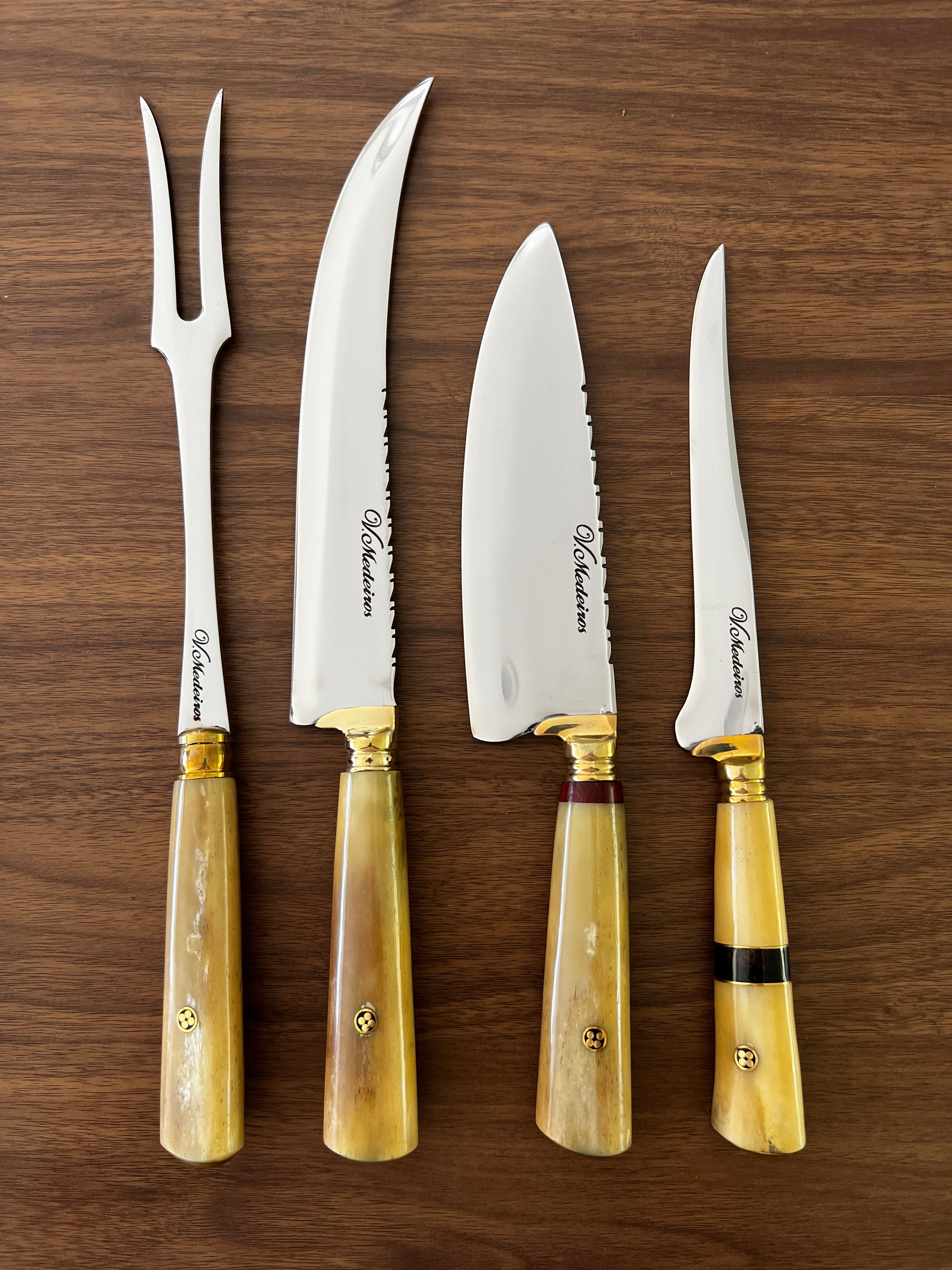 BBQ Knife Set of Ostrich Bone Handles SS440